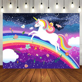 Regenbogen Einhorn Nacht Glitzer Geburtstagsparty Hintergrund